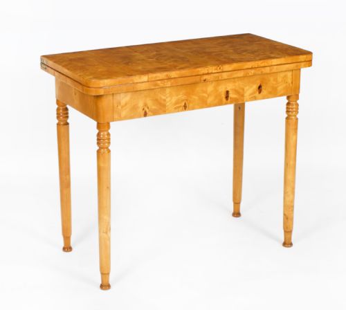 ANTIQUE BIEDERMEIER MASERBIRCH CARD CONSOLE TABLE CIRCA 1830 19TH C