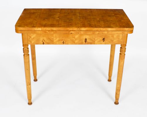 fig 2. Antique Biedermeier Maserbirch Card Console Table Circa 1830 19th C