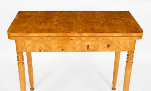 fig 7. Antique Biedermeier Maserbirch Card Console Table Circa 1830 19th C