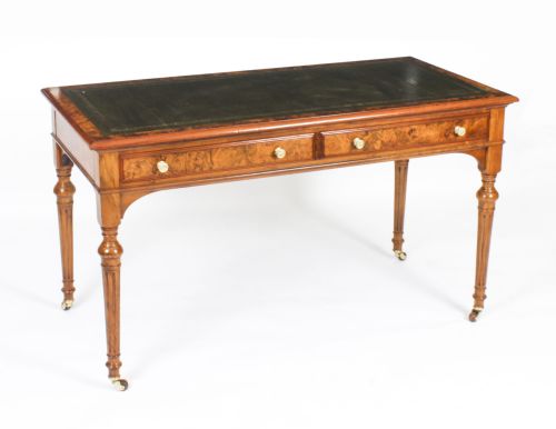 Antique Victorian Burr Walnut Writing Table 19th C
