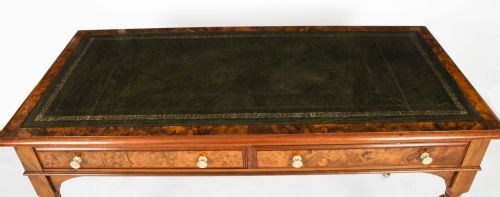 fig 1. Antique Victorian Burr Walnut Writing Table 19th C