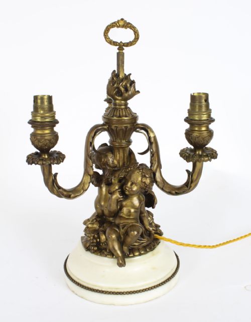 fig 1. Antique French Ormolu Cherub Table Lamp Louis Revival Circa 1870