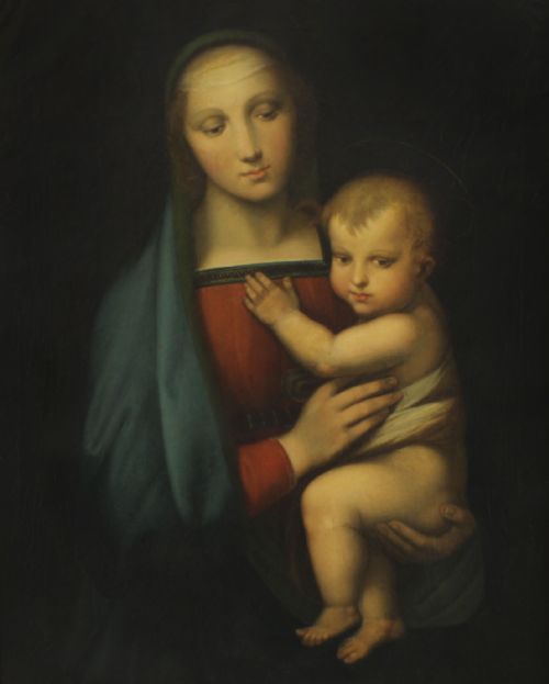 fig 1. Antique Painting Madonna & Child 'Paoletti and Ferretti' 19th Century