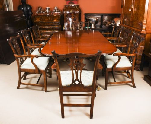 fig 3. Antique Regency Twin Pillar Flame Mahogany Dining Table C1820 19th C