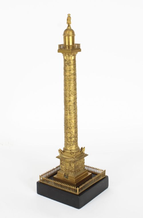 Antique 18inch French Grand Tour Gilt Bronze Model of Vendome Column 19thc