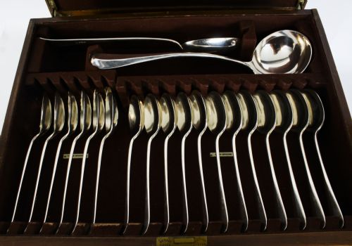 fig 6. Antique Sterling Silver Canteen x 12 Hanoverian Pattern Cutlery Sheffield 1933