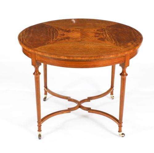 fig 1. Antique Sheraton Revival Satinwood Centre Occasional Table Circa 1900