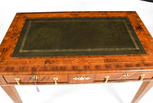 fig 2. Antique Victorian Burr Walnut Writing Table Bureau Plat 19th C