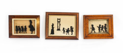 fig 1. Antique Set of Three Victorian Silhouettes 19th Century