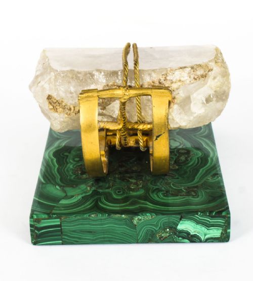 fig 3. Antique Russian Gilt Bronze Malachite Rock Crystal Sleigh Sculpture C 1870