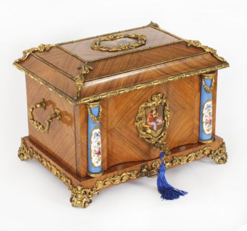 fig 2. Antique French wood Sevres and Ormolu Mounted Cigar Humidor c.1870 19th C