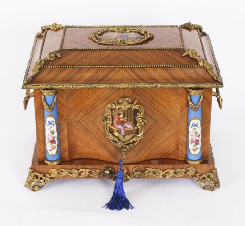 fig 3. Antique French wood Sevres and Ormolu Mounted Cigar Humidor c.1870 19th C