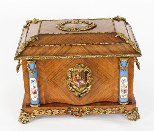 fig 9. Antique French wood Sevres and Ormolu Mounted Cigar Humidor c.1870 19th C