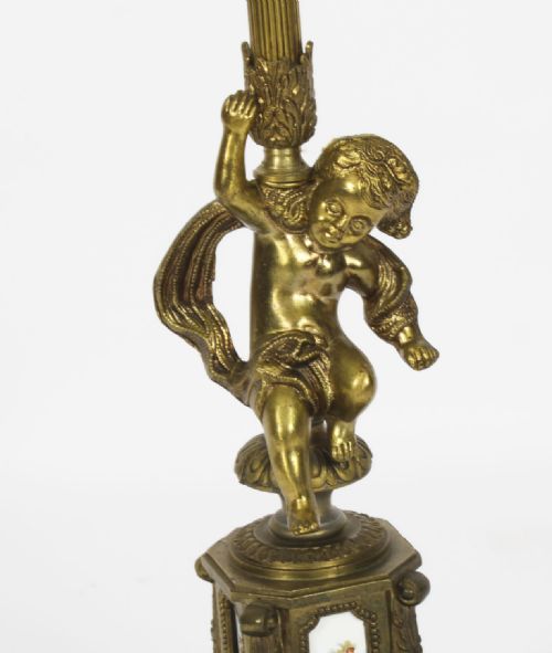 fig 2. Antique Gilt Brass Ornamental Cherub Standard Lamp Circa 1900