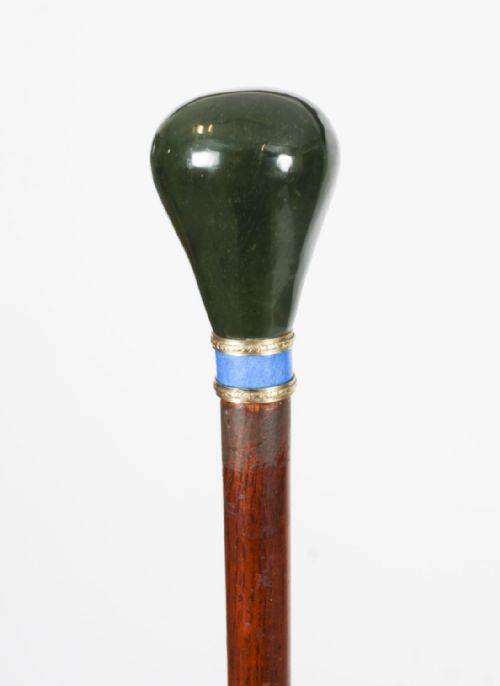 fig 1. Antique Russian Silver Gilt & Jade Enamel Walking Stick Cane 19th C 92cm-36 inch