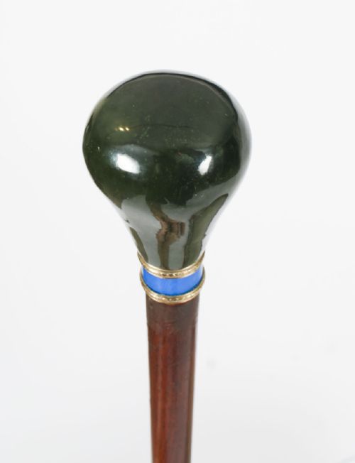 fig 3. Antique Russian Silver Gilt & Jade Enamel Walking Stick Cane 19th C 92cm-36 inch