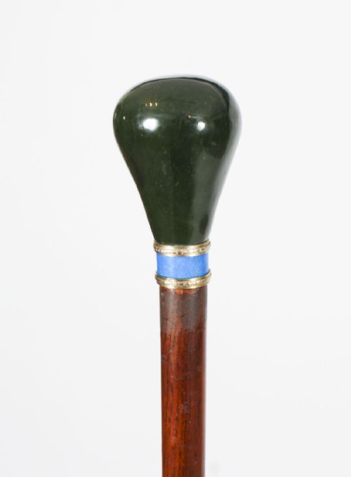 fig 4. Antique Russian Silver Gilt & Jade Enamel Walking Stick Cane 19th C 92cm-36 inch