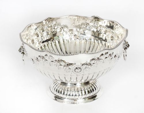Antique Silver Plated Wine Cooler Punch Bowl / Champagne Cooler, 19th C