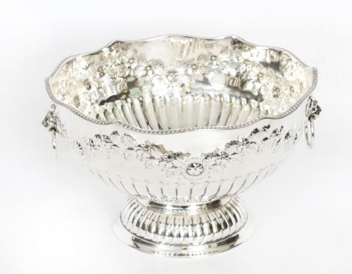 fig 1. Antique Silver Plated Wine Cooler Punch Bowl / Champagne Cooler, 19th C
