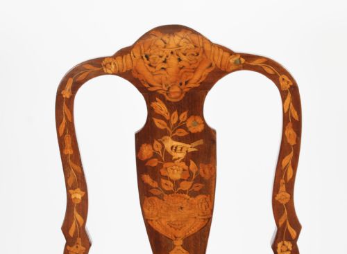 fig 4. Antique Set 8 Dutch Marquetry Walnut High Back Dining Chairs Late 18th C