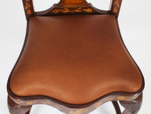fig 6. Antique Set 8 Dutch Marquetry Walnut High Back Dining Chairs Late 18th C