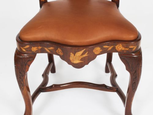 fig 8. Antique Set 8 Dutch Marquetry Walnut High Back Dining Chairs Late 18th C