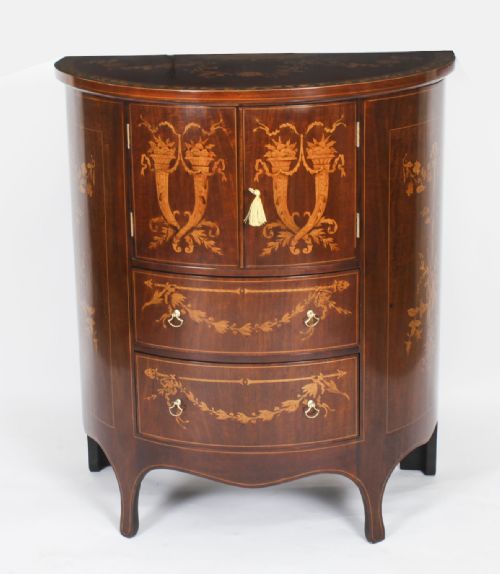 ANTIQUE VICTORIAN MARQUETRY DEMI LUNE CABINET 19TH CENTURY - ADDITIONAL PHOTO 1