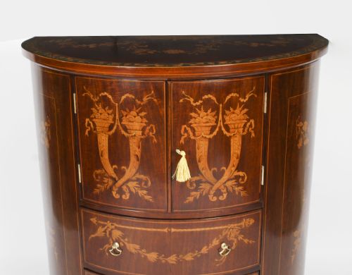 ANTIQUE VICTORIAN MARQUETRY DEMI LUNE CABINET 19TH CENTURY - ADDITIONAL PHOTO 2