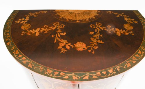 ANTIQUE VICTORIAN MARQUETRY DEMI LUNE CABINET 19TH CENTURY - ADDITIONAL PHOTO 3