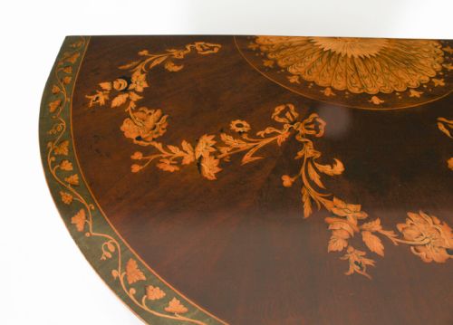 ANTIQUE VICTORIAN MARQUETRY DEMI LUNE CABINET 19TH CENTURY - ADDITIONAL PHOTO 5