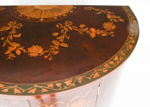 ANTIQUE VICTORIAN MARQUETRY DEMI LUNE CABINET 19TH CENTURY - ADDITIONAL PHOTO 6