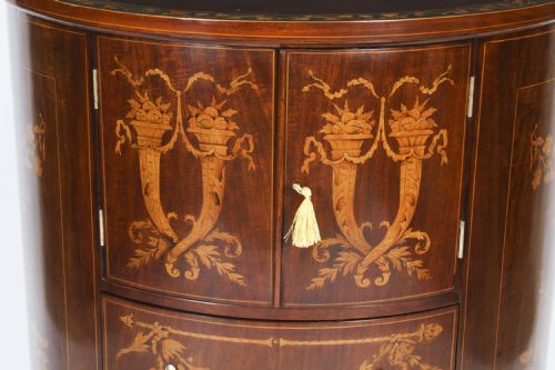 ANTIQUE VICTORIAN MARQUETRY DEMI LUNE CABINET 19TH CENTURY - ADDITIONAL PHOTO 7