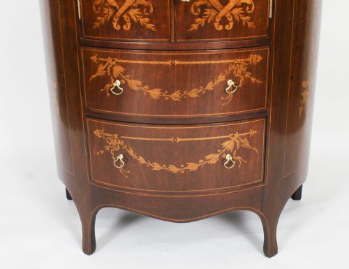 ANTIQUE VICTORIAN MARQUETRY DEMI LUNE CABINET 19TH CENTURY - ADDITIONAL PHOTO 8