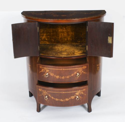 ANTIQUE VICTORIAN MARQUETRY DEMI LUNE CABINET 19TH CENTURY - ADDITIONAL PHOTO 11