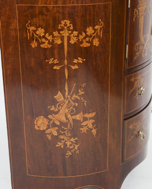 ANTIQUE VICTORIAN MARQUETRY DEMI LUNE CABINET 19TH CENTURY - ADDITIONAL PHOTO 15