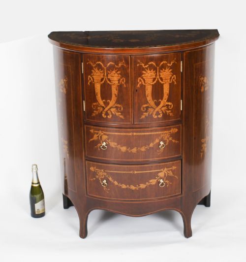 ANTIQUE VICTORIAN MARQUETRY DEMI LUNE CABINET 19TH CENTURY - ADDITIONAL PHOTO 16