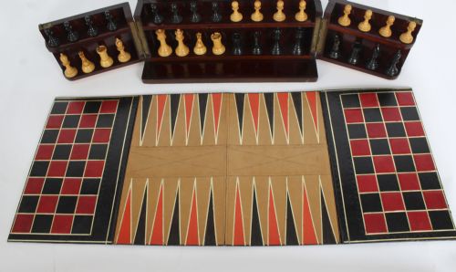 ANTIQUE VICTORIAN FULLY FITTED GAMES COMPENDIUM CHESS DRAUGHTS ETC 19TH CENTURY - ADDITIONAL PHOTO 12