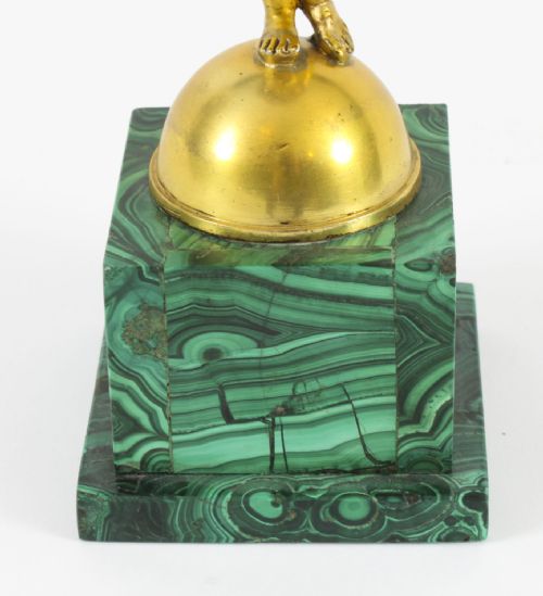 ANTIQUE REGENCY ORMOLU CHERUB TAZZA WITH MALACHITE BLUE JOHN 19TH CENTURY - ADDITIONAL PHOTO 13