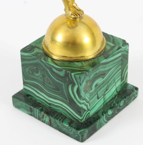 ANTIQUE REGENCY ORMOLU CHERUB TAZZA WITH MALACHITE BLUE JOHN 19TH CENTURY - ADDITIONAL PHOTO 14