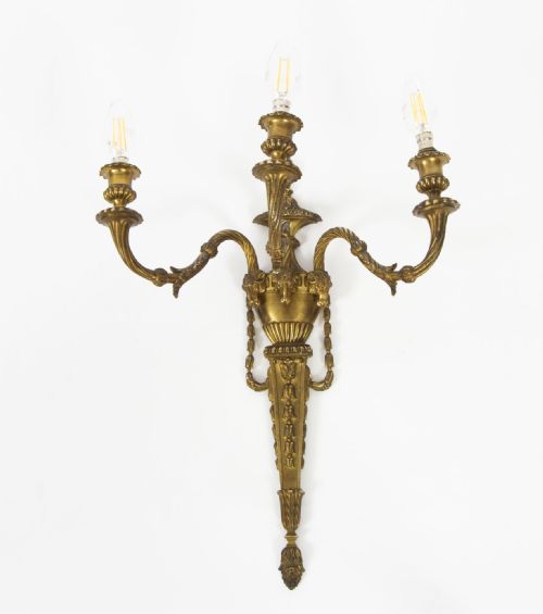 fig 2. Antique Set 4 Neo Classical Revival OmoluTriple Branch Wall Lights C1880