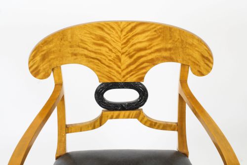 fig 3. Antique Swedish Biedermeier Birchwood Pair Arm chairs & Pair Side Chairs Circa 1900
