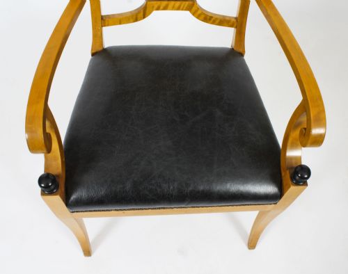 fig 4. Antique Swedish Biedermeier Birchwood Pair Arm chairs & Pair Side Chairs Circa 1900
