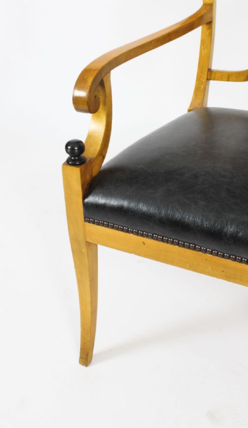 fig 5. Antique Swedish Biedermeier Birchwood Pair Arm chairs & Pair Side Chairs Circa 1900
