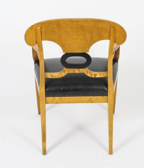 fig 6. Antique Swedish Biedermeier Birchwood Pair Arm chairs & Pair Side Chairs Circa 1900
