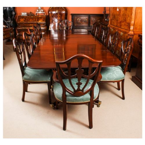 fig 1. Antique 12ft Regency Mahogany Triple Pillar Dining Table c1830 19th Century
