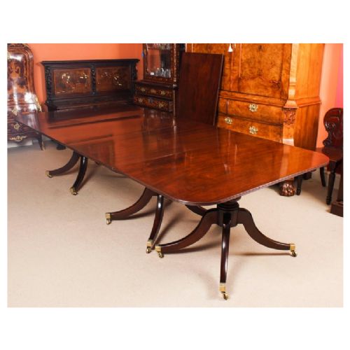 fig 2. Antique 12ft Regency Mahogany Triple Pillar Dining Table c1830 19th Century