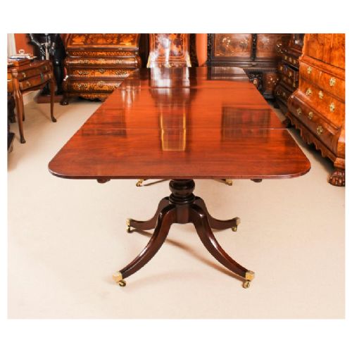 fig 3. Antique 12ft Regency Mahogany Triple Pillar Dining Table c1830 19th Century
