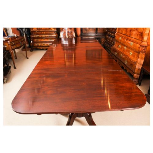 fig 4. Antique 12ft Regency Mahogany Triple Pillar Dining Table c1830 19th Century