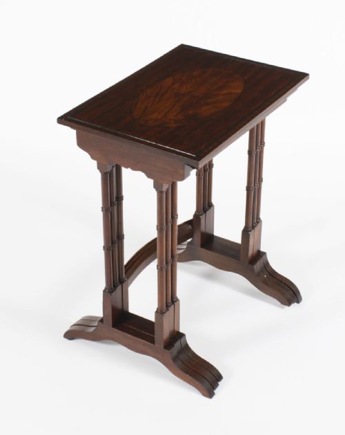 fig 1. Antique Victorian Inlaid Nest of 3 Tables 19th Century