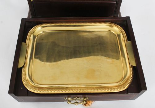 fig 9. Antique Victorian Three Bottle Tantalus & Games Compendium 19th Century